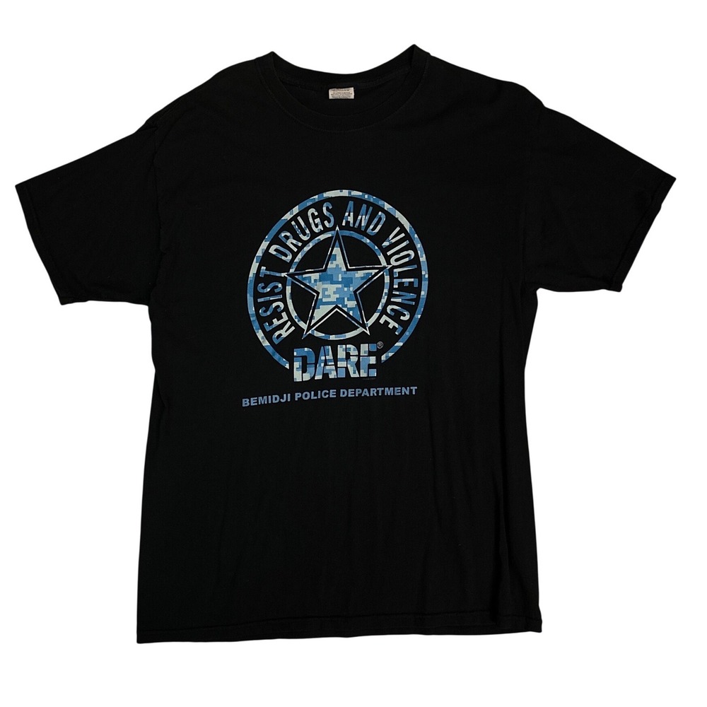 DARE Bemidji Police Department T-Shirt Fruit of the Loom HD Cotton Black Large